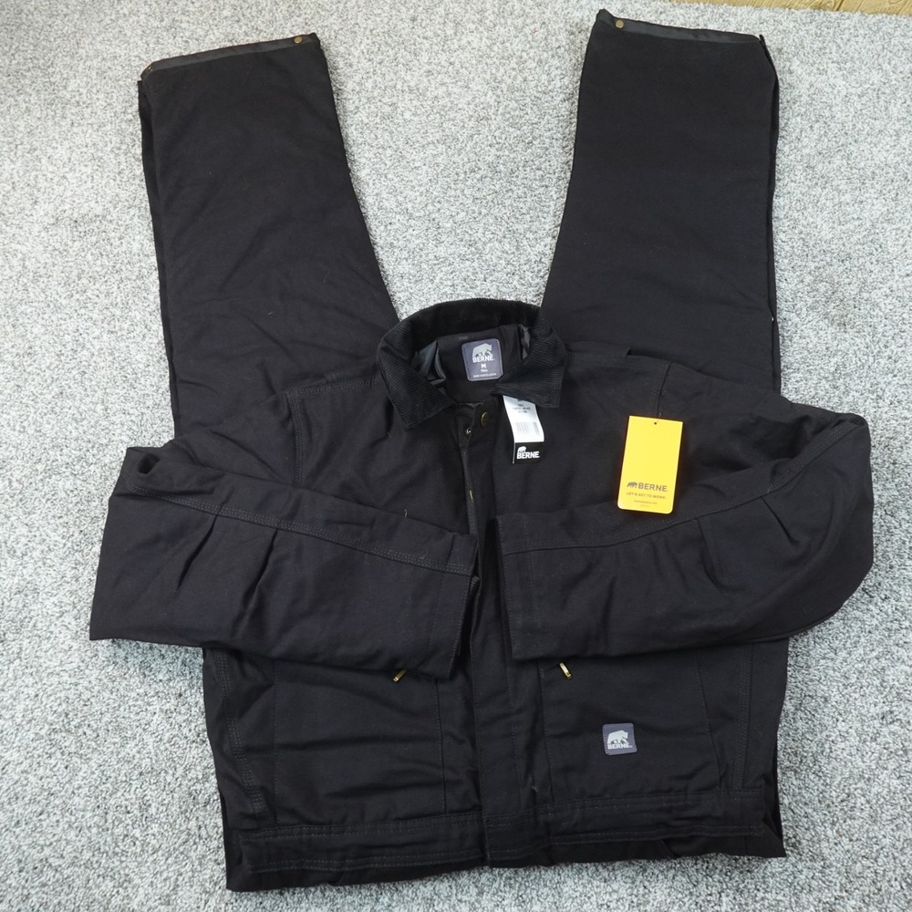 NEW Berne Coveralls Mens MT Black Insulated Duck Canvas Carpenter Work Jumpsuit
